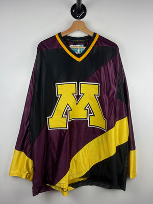 Vintage 90s NCAA Gemini Minnesota Golden Gophers Black & Burgundy Hockey Jersey