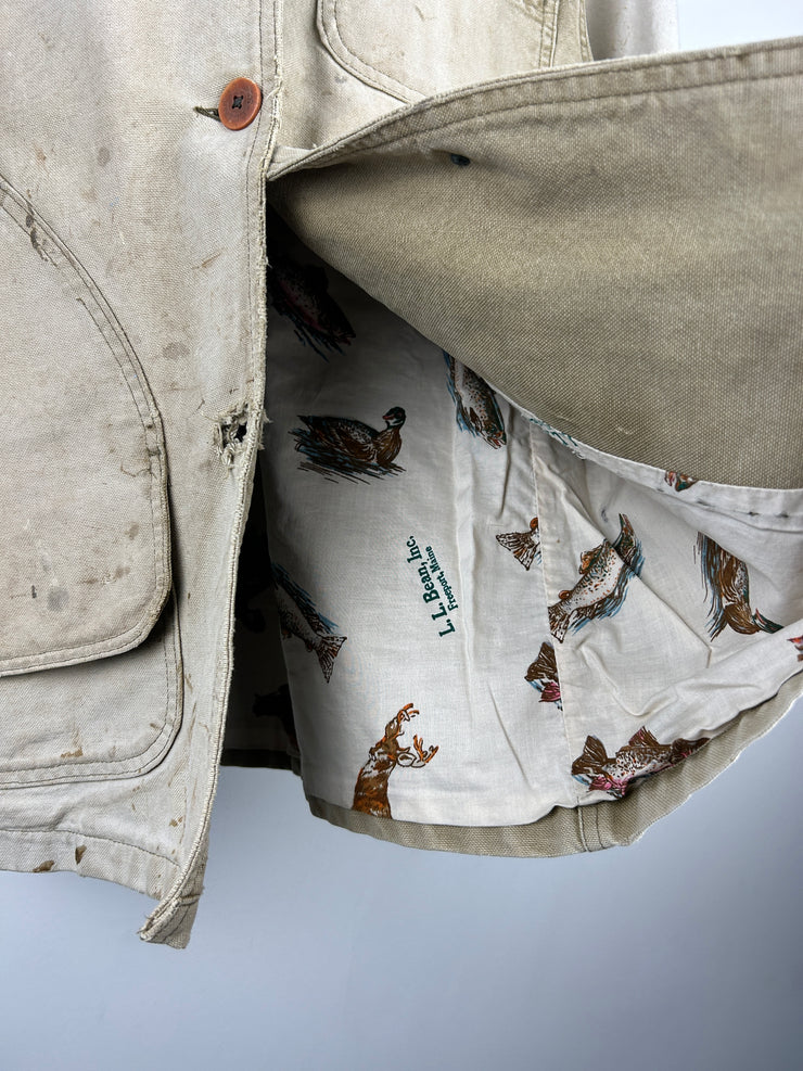 Vintage 90s LL Bean Faded Beige Chore Fishing Jacket