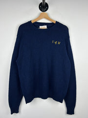 Vintage 80s Jantzen University Of Michigan Navy Wool Knit Sweater