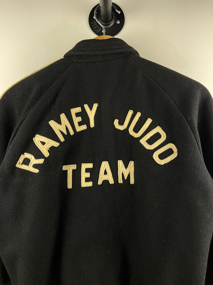 Vintage 60s Empire Sporting Goods 1963 Ramey Judo Team Black Wool Varsity Jacket