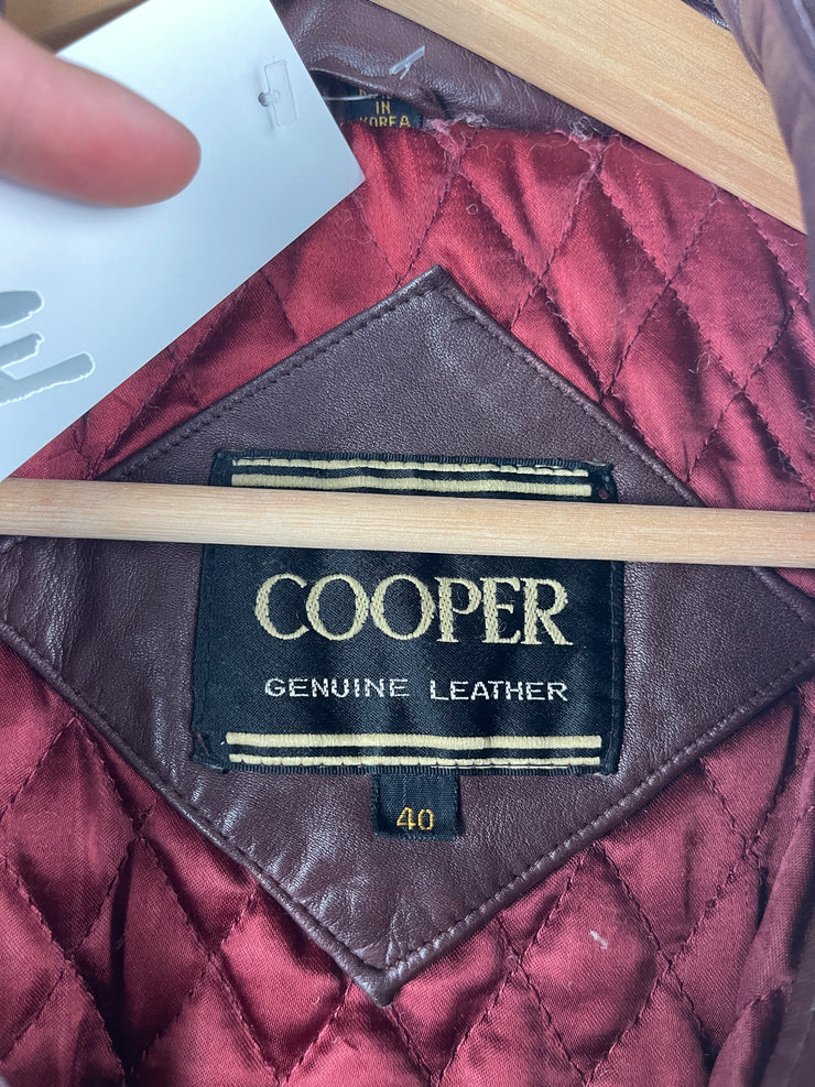 Vintage 90s Cooper Brown Leather Bomber Jacket
