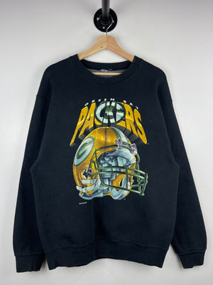 Vintage 90s NFL Salem Green Bay Packers Helmet Black Crewneck