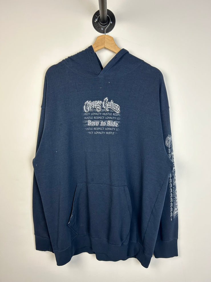 Vintage Y2K Chopper Culture Navy Hoodie