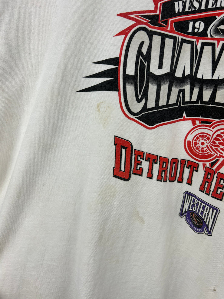 Vintage 90s NHL Detroit Red Wings Champions White Tee