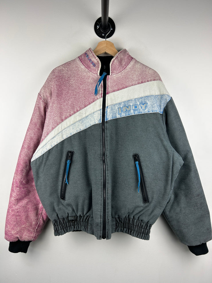 Vintage 90s Polaris Indy Pink & Grey Racing Bomber Jacket