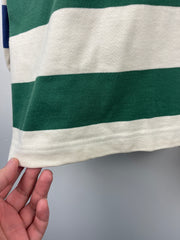 Vintage 90s Club Room Striped Green & White Polo Rugby Long Sleeve