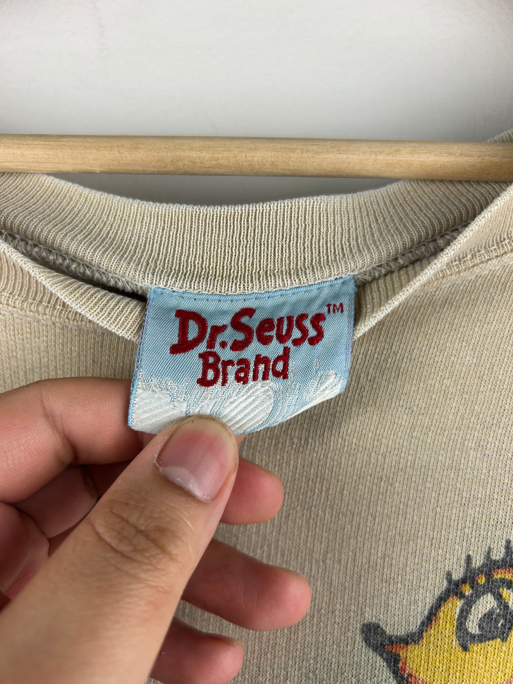 Vintage 90s Dr. Seuss One Fish Two Fish Red Fish Blue Fish Beige Crewneck