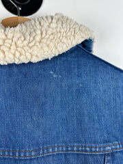 Vintage 80s Wrangler Light Wash Blue Denim Sherpa Lined Jacket
