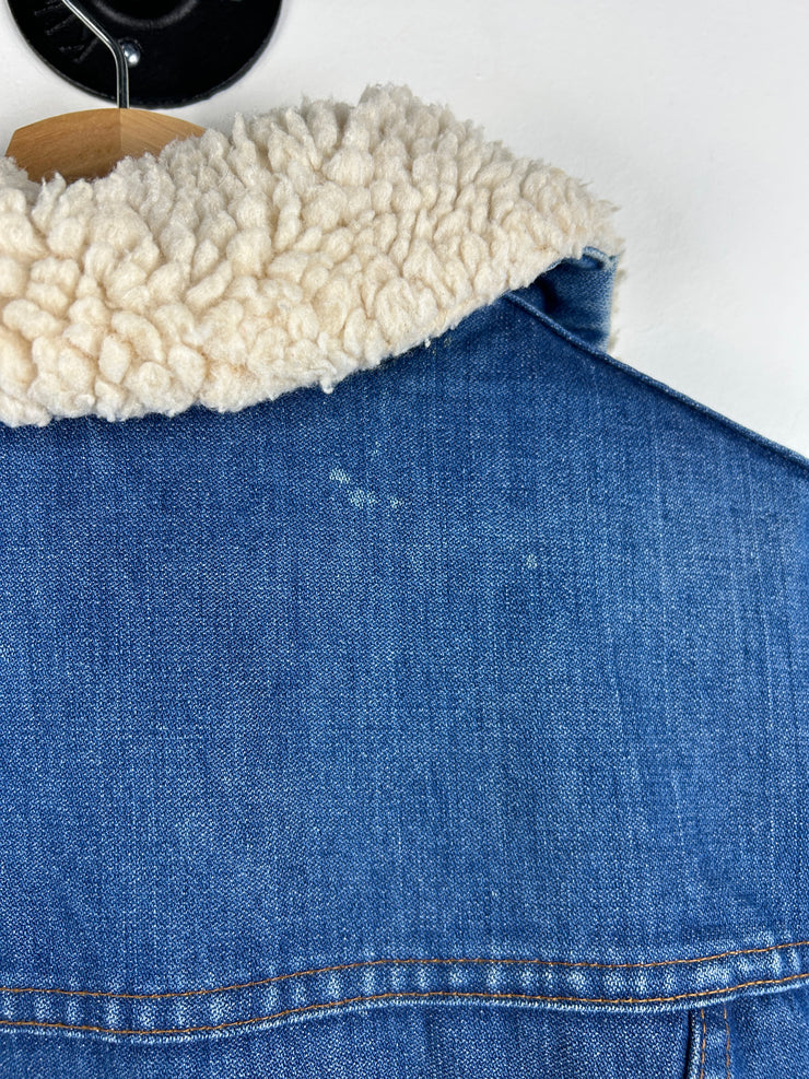 Vintage 80s Wrangler Light Wash Blue Denim Sherpa Lined Jacket