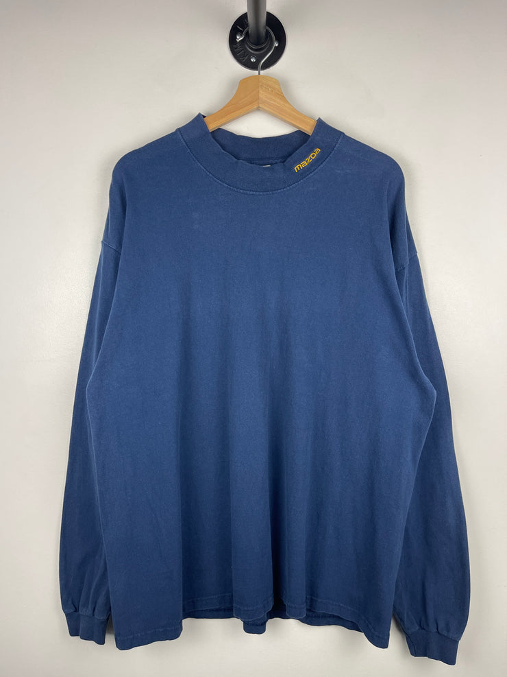 Vintage 90s Mazda Navy Mockneck Long Sleeve