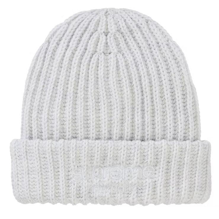 Supreme FW25 Chunky Rib Classic Logo Ash Grey Beanie