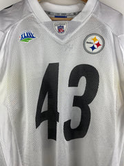 Vintage NFL Reebok Pittsburgh Steelers Polamalu Super Bowl White Football Jersey