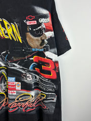 Vintage 2000 Nascar Dale Earnhardt Southern All Over Print Black Tee