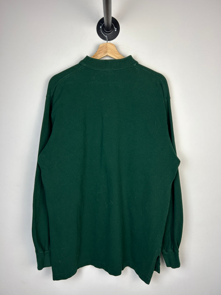 Vintage 90s Polo Ralph Lauren Green Polo Rugby Long Sleeve