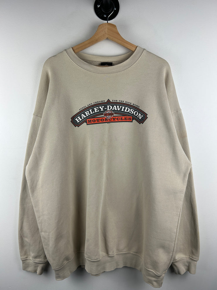 Vintage 2005 Harley Davidson Napoleon Ohio Beige Crewneck