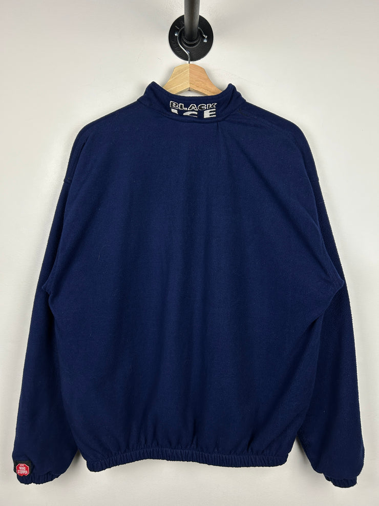 Vintage 90s Black Ice Quarter Snap Navy Fleece Sweater