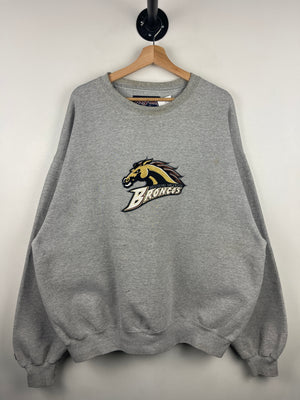 Vintage 90s Jansport Western Michigan Broncos Embroidered Grey Crewneck