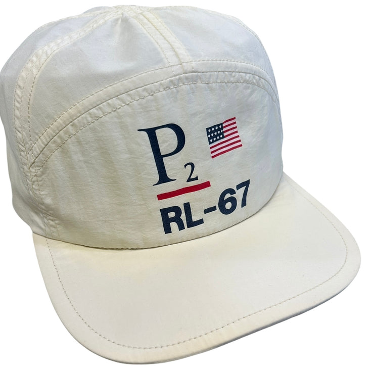 Vintage 90s Polo Ralph Lauren P2 RL-67 White Strapback Hat