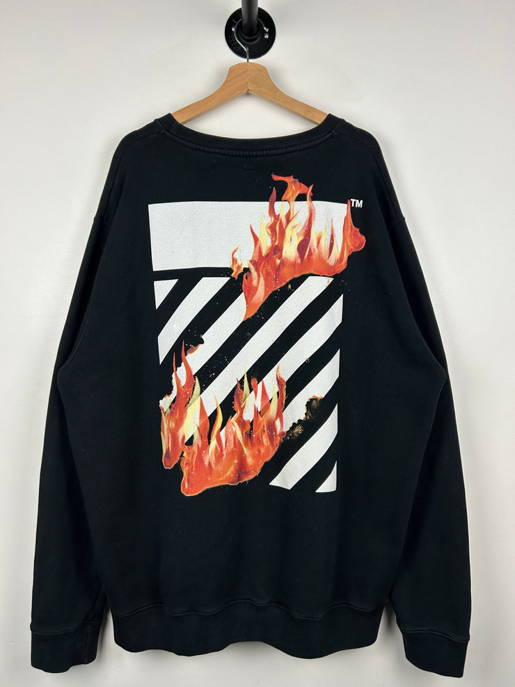 Off White Fire Hands Black Crewneck