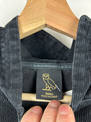 OVO Spellout Embroidered Black Corduroy Zip Up Hoodie