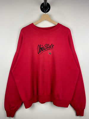 Vintage 90s Ohio State University Embroidered Red Crewneck