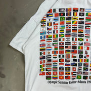 Vintage 1996 Atlanta Olympics Flags White Tee