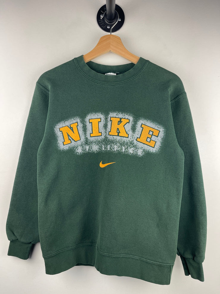 Vintage 90s Nike Spellout Swoosh Green Crewneck