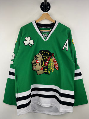 Vintage NHL Reebok Chicago Blackhawks St Patrick's Day Duncan Keith Green Hockey Jersey