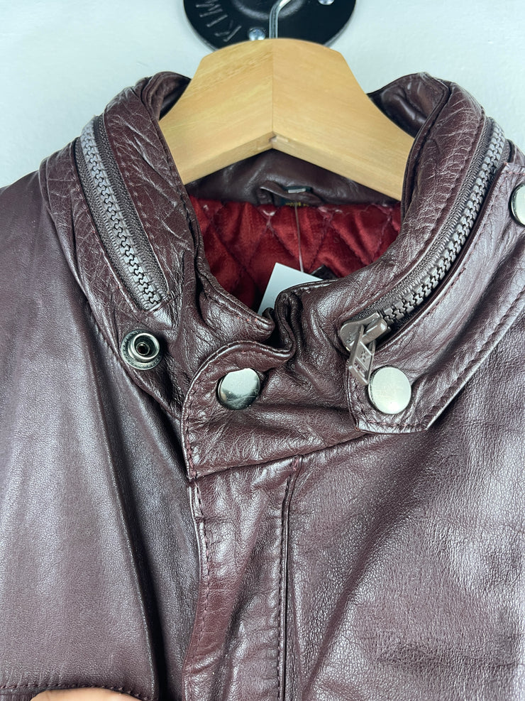 Vintage 90s Cooper Brown Leather Bomber Jacket