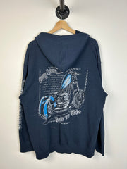 Vintage Y2K Chopper Culture Navy Hoodie