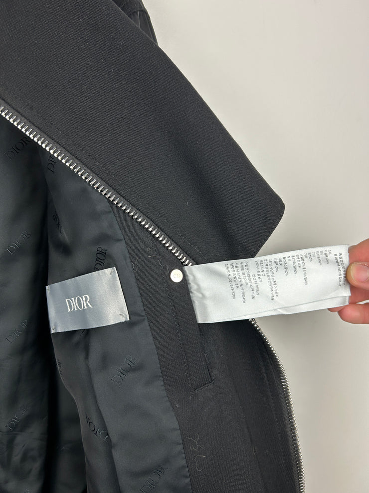Dior X Sacai FW21 Black Hybrid Zip Up Bomber Jacket