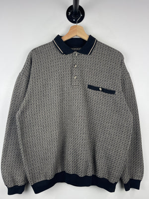 Vintage 90s SRT Pattern Beige Collared Crewneck