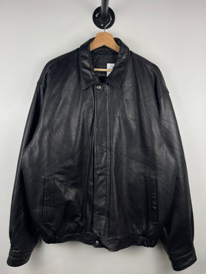 Vintage 90s Excelled Black Leather Bomber Jacket