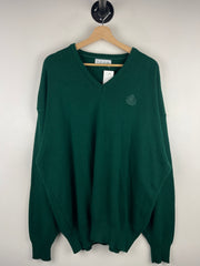 Vintage 90s Izod Golf Green Knit V Neck Sweater