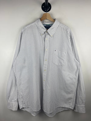 Vintage Tommy Hilfiger Striped White Long Sleeve Button Up Shirt