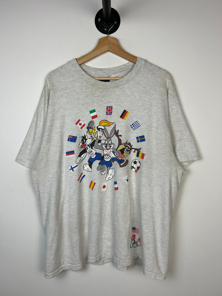 Vintage 90s Olympics Looney Tunes Grey Tee