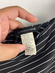 Vintage 90s Fairweather Women's Black & White Striped One-Shoulder Top