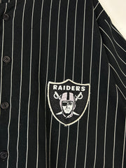 Vintage 90's Chalk Line Los Angeles Raiders Pin Stripe Black Baseball Jersey