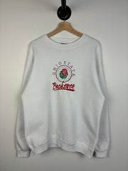 Vintage 90s Ohio State Buckeyes Embroidered White Crewneck