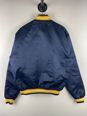 Vintage 80s Starter West Virginia Mountaineers Navy Satin Varsity Jacket