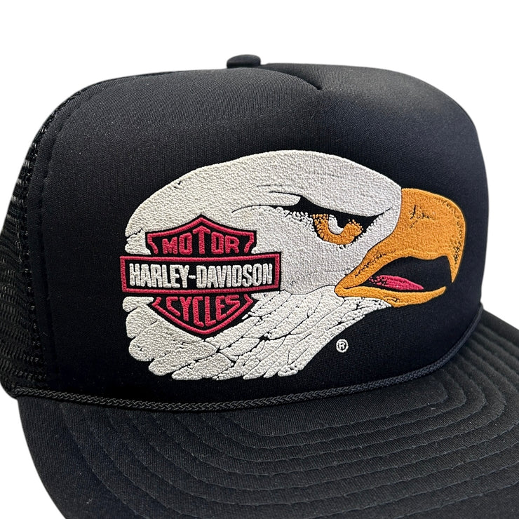 Vintage 80s Harley Davidson Screamin Eagle Black Trucker Snapback Hat