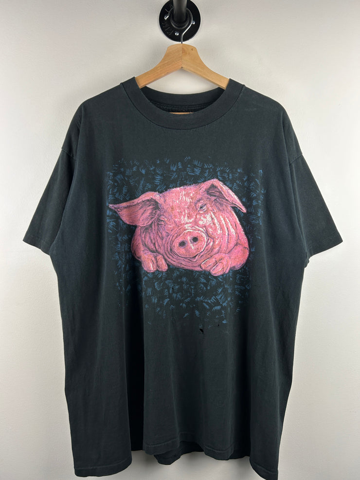 Vintage 90s Marlin Tease Pig Black Tee