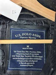 Vintage US Polo Assn Black Leather Bomber Jacket