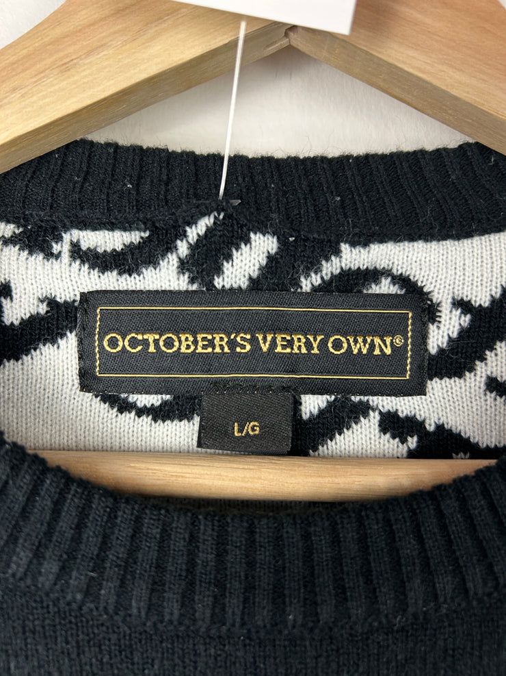 OVO Octobers Very Owl Spellout Black Knit Sweater