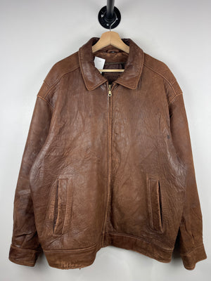 Vintage 90s Field Gear Faded Brown Leather Bomber Jacket