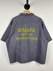 Vintage Inmate Dept Of Corrections Prison Uniform Cropped Button Up Short Sleeve Shirt