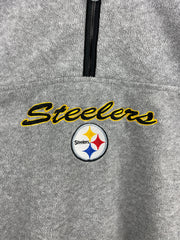 Vintage NFL Pittsburgh Steelers Grey Fleece Quarter Zip Sweater