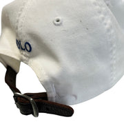 Vintage 90s Polo Ralph Lauren White Leather Strapback Hat