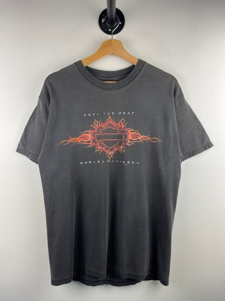 Vintage 2000 Harley Davidson Feel The Heat Holland Faded Black Tee