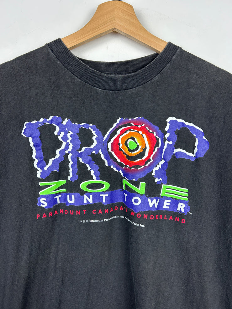 Vintage 90s Canada’s Wonderland Drop Zone Black Tee